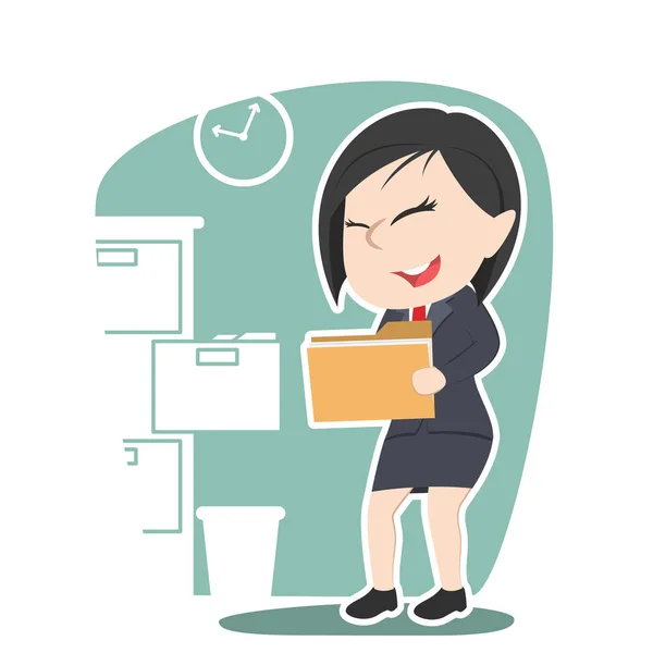 Asiático Mujer Negocios Holding Archivo Documento — Vector de stock