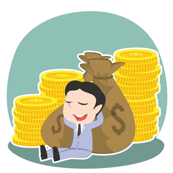 Asian Businessman Relaxing Money — Stock Vector