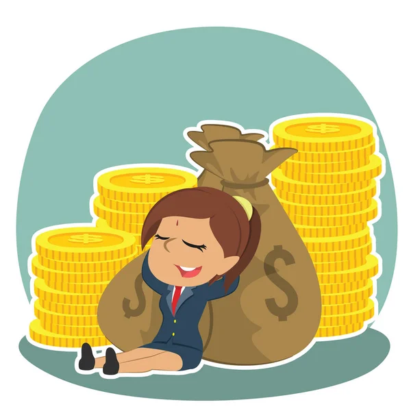 Indian Businesswoman Relaxing Money — Stock Vector