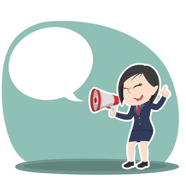 азиатская бизнесвумен с мегафоном и звонком
