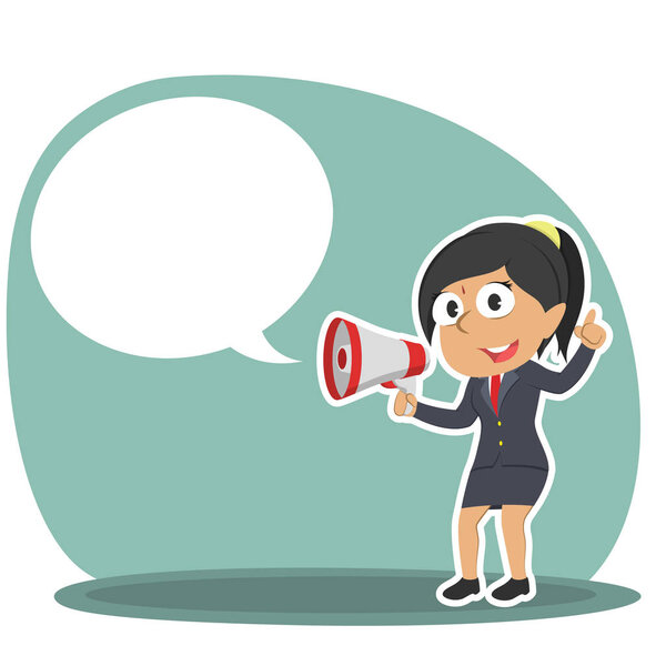 индийская бизнесвумен с мегафоном и звонком
