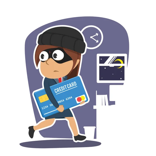 Indian Businesswoman Stealing Credit Card — Stock Vector