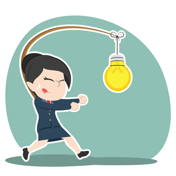Asijské Podnikatelka Pronásleduje Žárovka — Stockový vektor