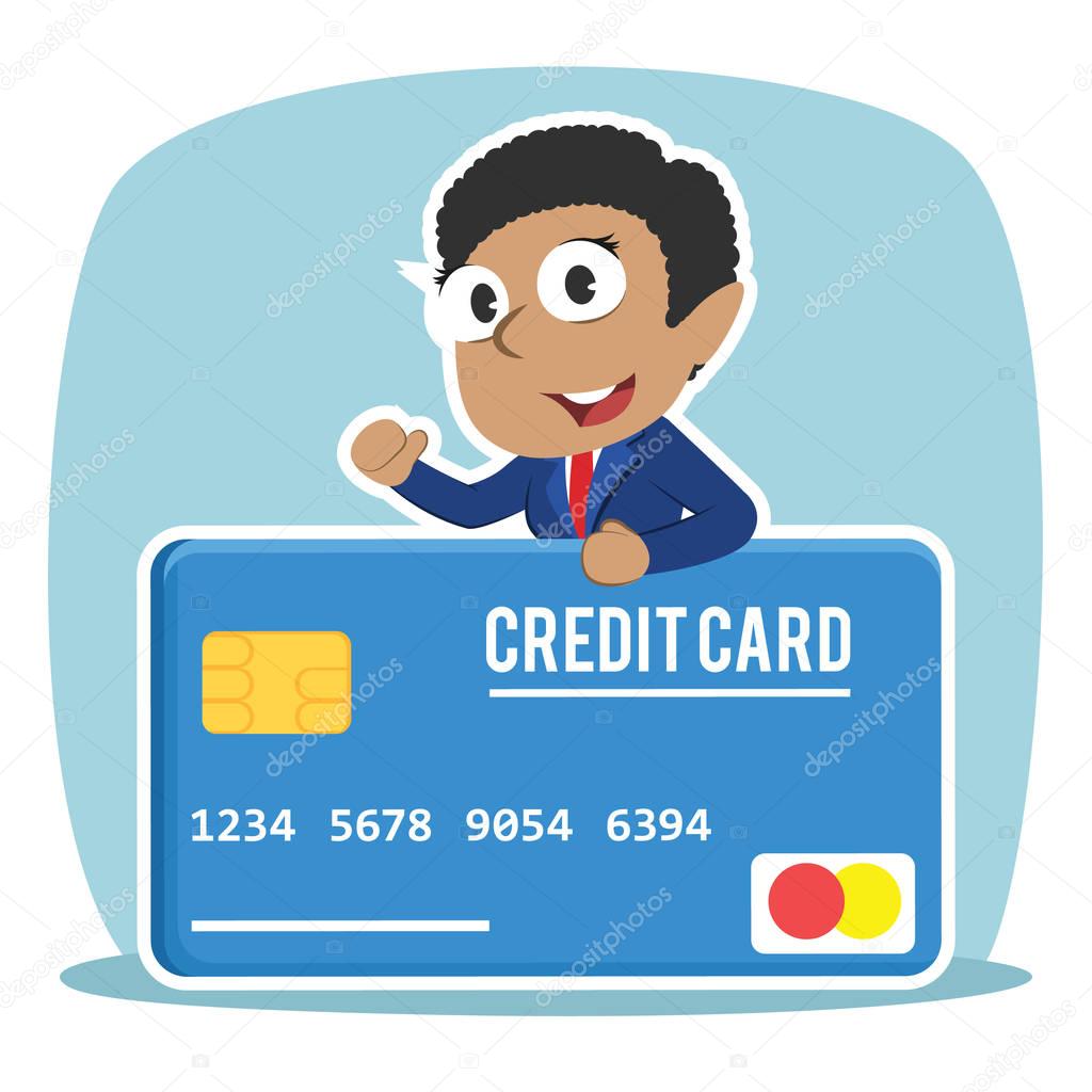 african businesswoman with big credit card