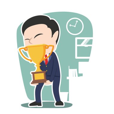 Asya işadamı taşıma dev kupa