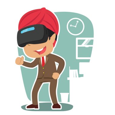 sanal gerçeklik aygıtıyla Hintli işadamı