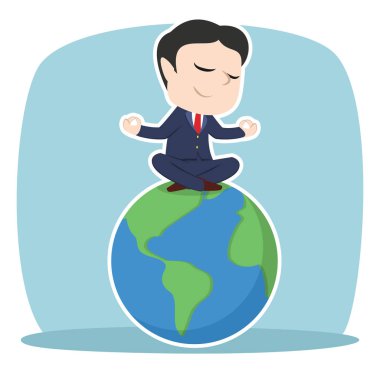 Dünya üzerinde meditasyon Asya iş adamı