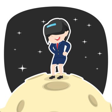 vr aygıt olarak moon ile Asya iş kadını