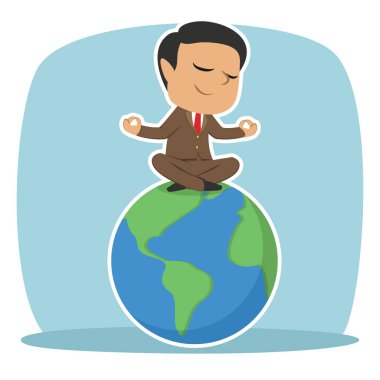 Hintli işadamı dünya üzerinde meditasyon