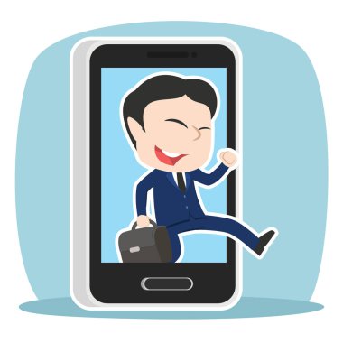 Asya işadamı smartphone atlama