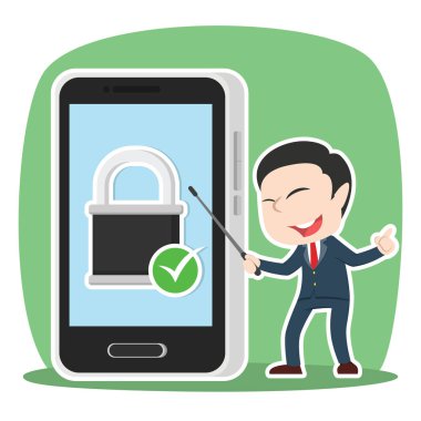 Asya işadamı sunan güvenli smartphone