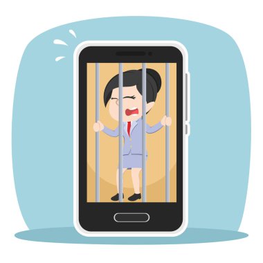 Asya işkadını Smartphone içinde sıkışmış