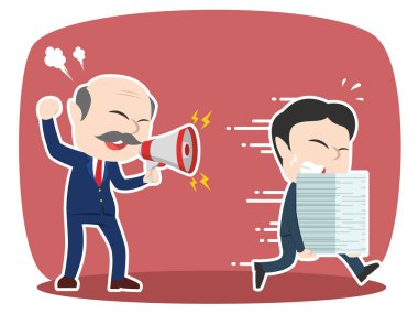 huysuz Asya patron onun çalışana öfkeli bağırıyor