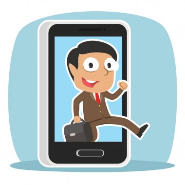 Hintli işadamı smartphone atlama