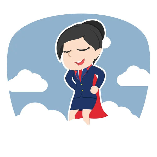 Super Asiático Mujer Negocios Nubes — Vector de stock