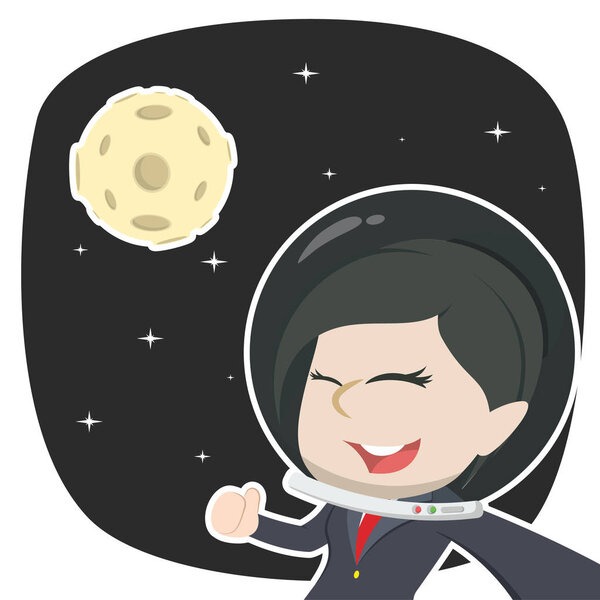 asian businesswoman selfie in space