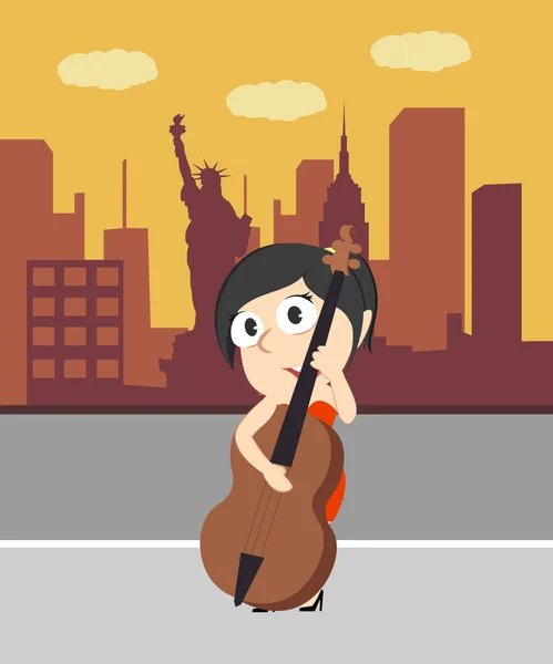 Female Cello New York Vector Graphics