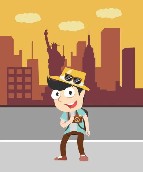 Male Traveler New York Royalty Free Stock Illustrations