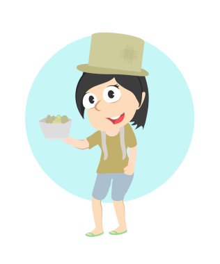 Kadın köfte vektör illüstrasyonu satıyor