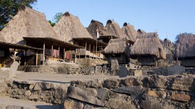 Bena a traditional village with grass huts of the Ngada people in Flores. clipart