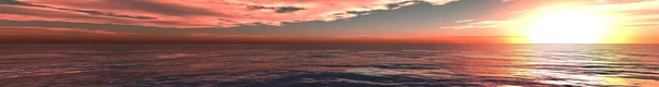 Panorama del atardecer del mar, salida del sol, bandera — Foto de Stock