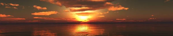 Panorama moře západ slunce. pohled na východ slunce oceánu. — Stock fotografie