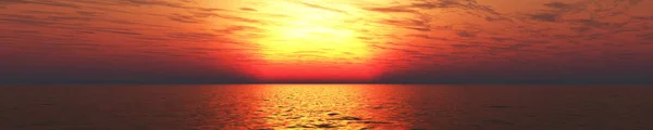 Panorama de la puesta de sol del mar. vista del amanecer del océano . — Foto de Stock