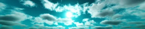 Panorama z niebo chmury i słońce. — Zdjęcie stockowe