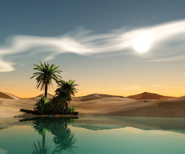 Beautiful oasis in the desert sand — Stock Photo, Image