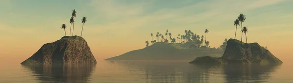 Meer Sonnenuntergang Insel Meer Panoramablick Auf Sonnenuntergang Meer Palmen Auf — Stockfoto