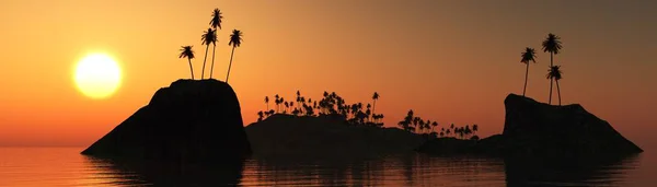 Panorama del tramonto sul mare sull'isola, la luce sopra l'acqua , — Foto Stock