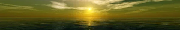 Panorama del tramonto sul mare sull'isola, la luce sopra l'acqua , — Foto Stock