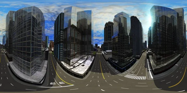 Hdr 等长方形投影 球状的全景 全市的全景 环境图 — 图库照片