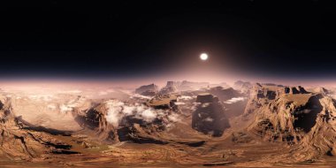 HDRI, environment map , Round panorama, spherical panorama, equidistant projection, panorama 360, Mars at sunset