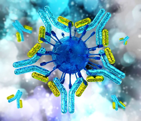 コロナ抗体クローズアップ抗体免疫グロブリンコロナウイルス3Dレンダリング — ストック写真
