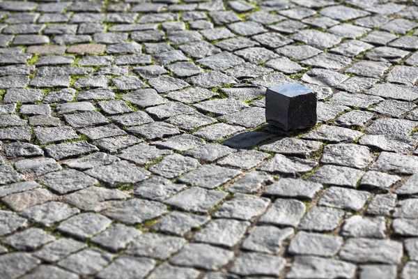 One stone on the granite paving stones — Stock Photo, Image