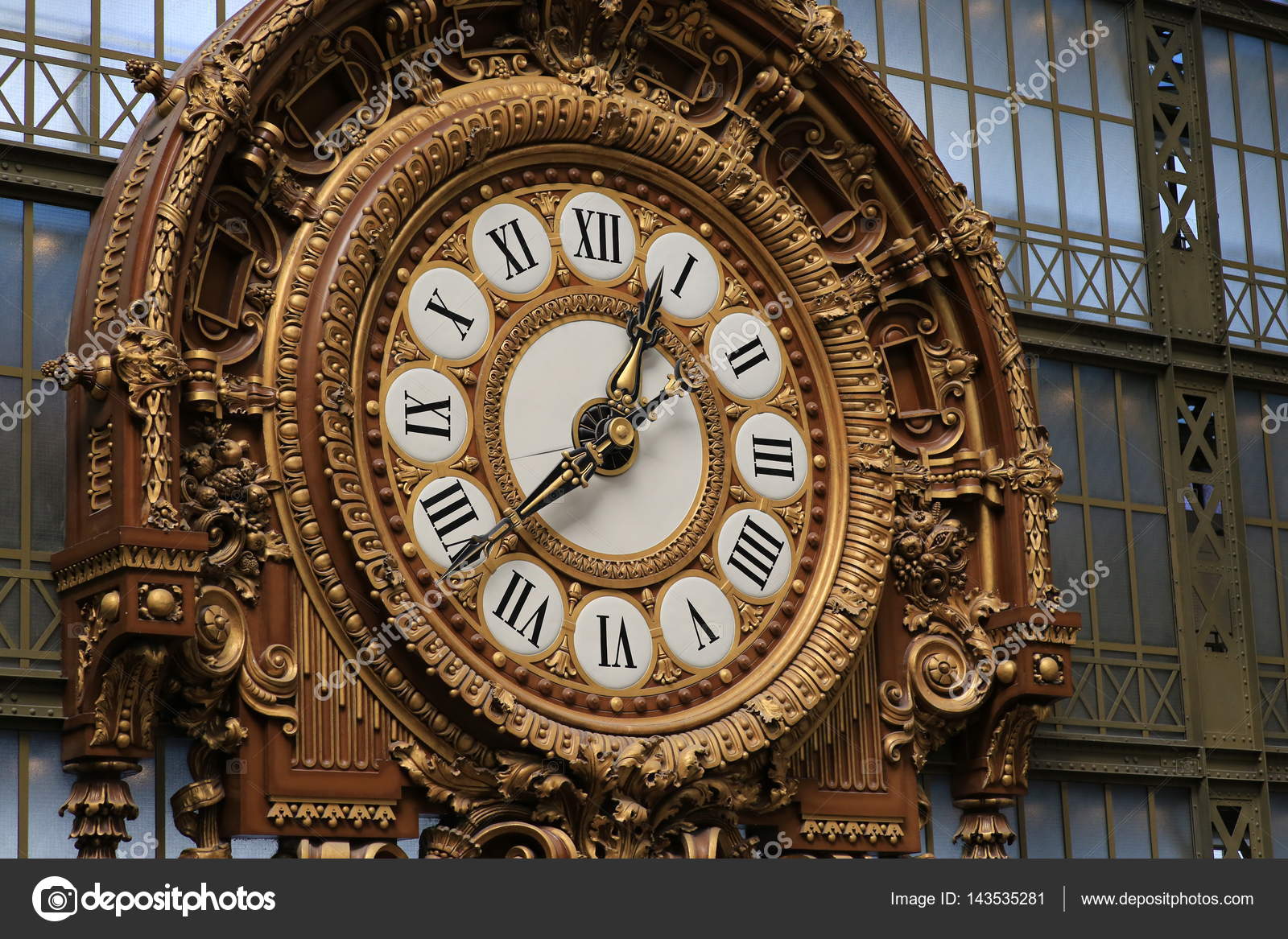 Large Vintage Wall Clock In The Art Nouveau Style Stock