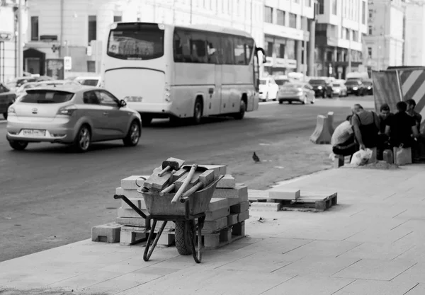 Oprava dlažby na Tverské ulici, Moskva — Stock fotografie