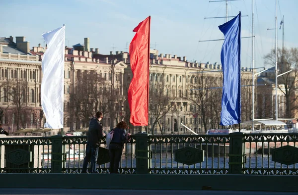 Ruská vlajka na mostě — Stock fotografie