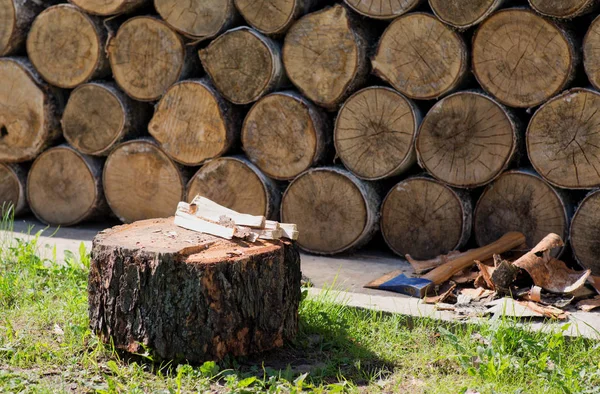 Chopping wood for heating a individual  house