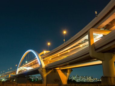 Köprü gece görünümü içinde Japonya