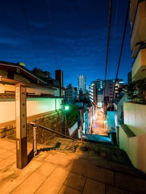 Japonya Kanda Myojin gece görünümü