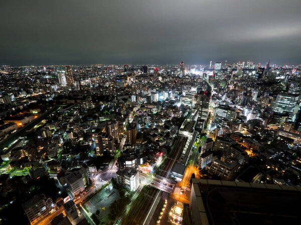 Observation room night view in Japan