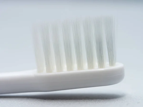 Weiße Zahnbürste Makro — Stockfoto