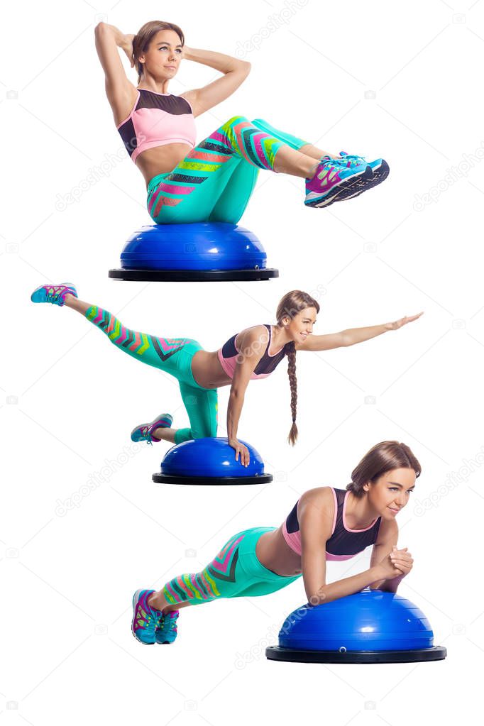 Woman doing exercise on bosu