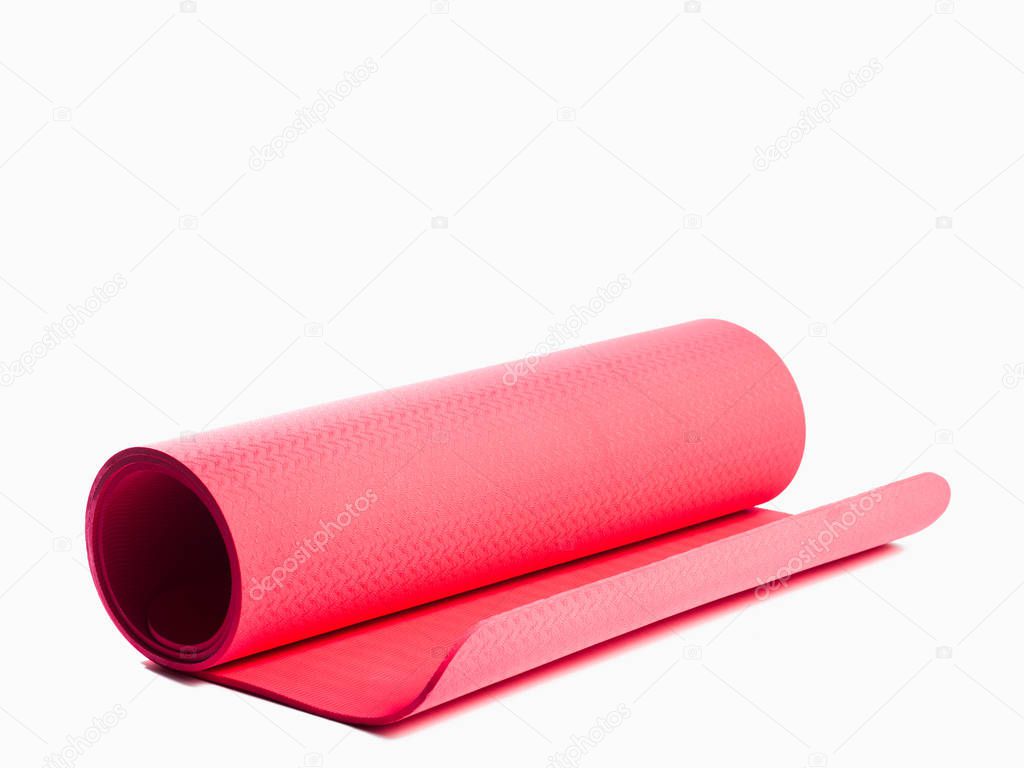 Red sport mat on isolated background