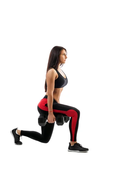 Exercises for the buttocks with dumbbells — Stock Photo, Image