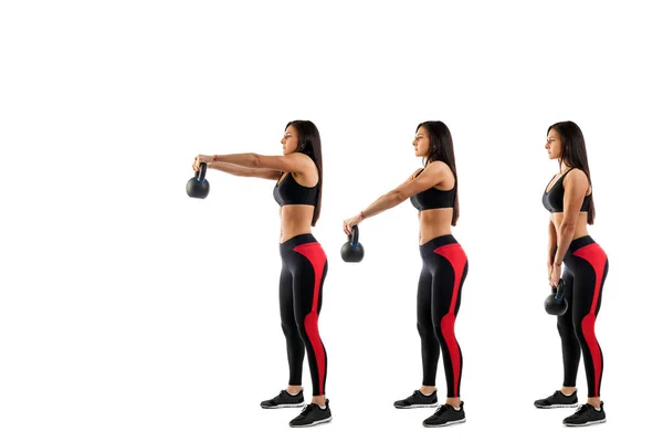 Woman doing an exercise with weight — Stock Photo, Image
