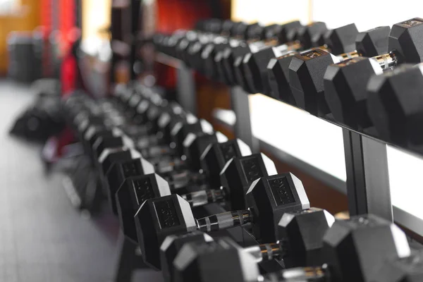 Metal dumbbells  in the gym — Stock Photo, Image