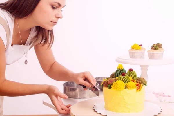 Woman prepare cake Stock Picture